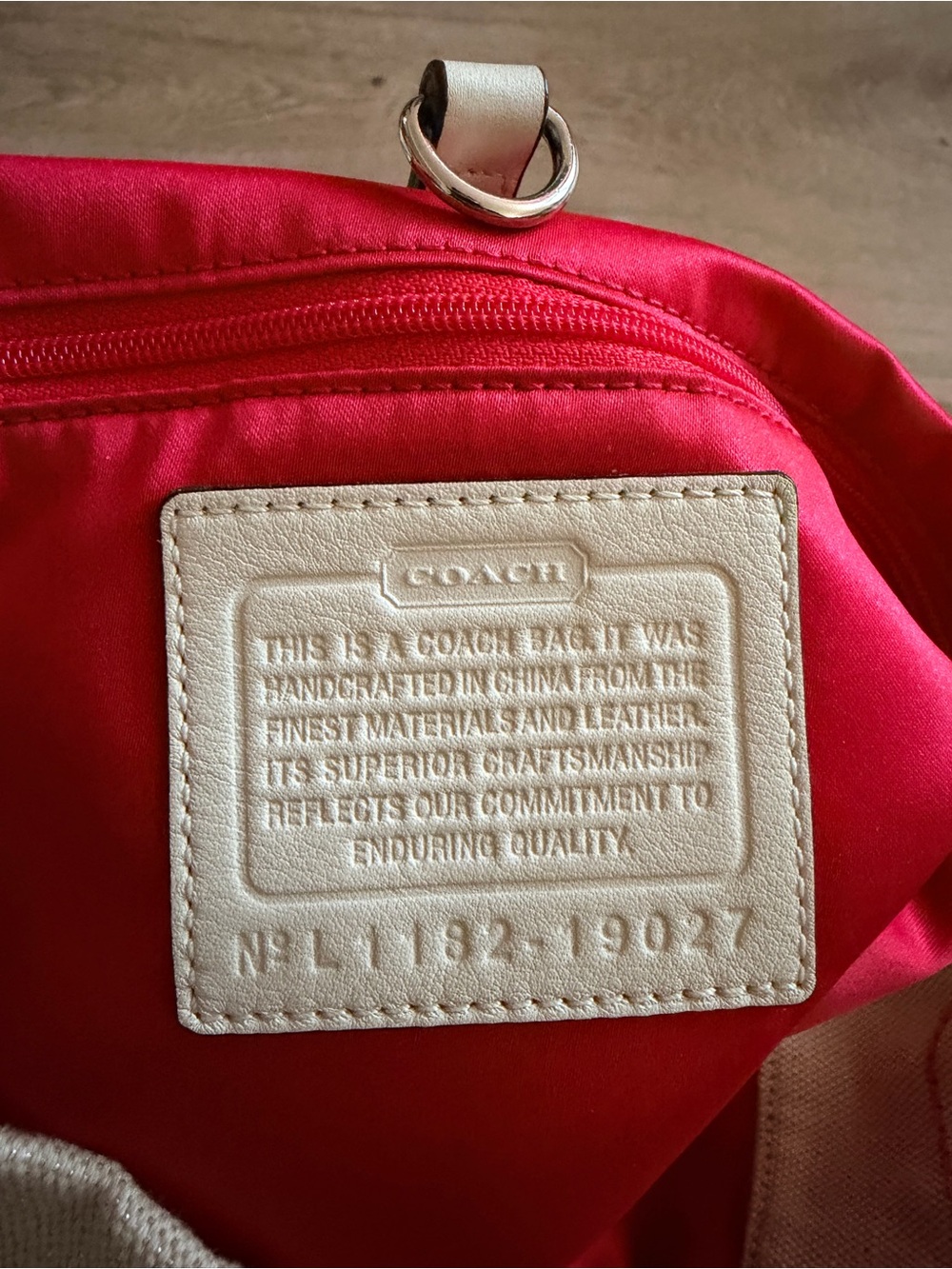 Coach Canvas Floral Tote Bag in Coral and Cream - Picture 3 of 11
